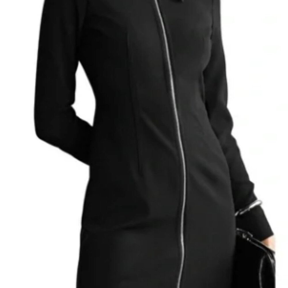 Theory NWT Sz 2 Zipper Shirt Dress Black